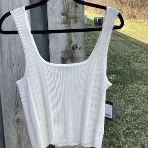 89th & Madison White Ribbed Scoop Neck Tank